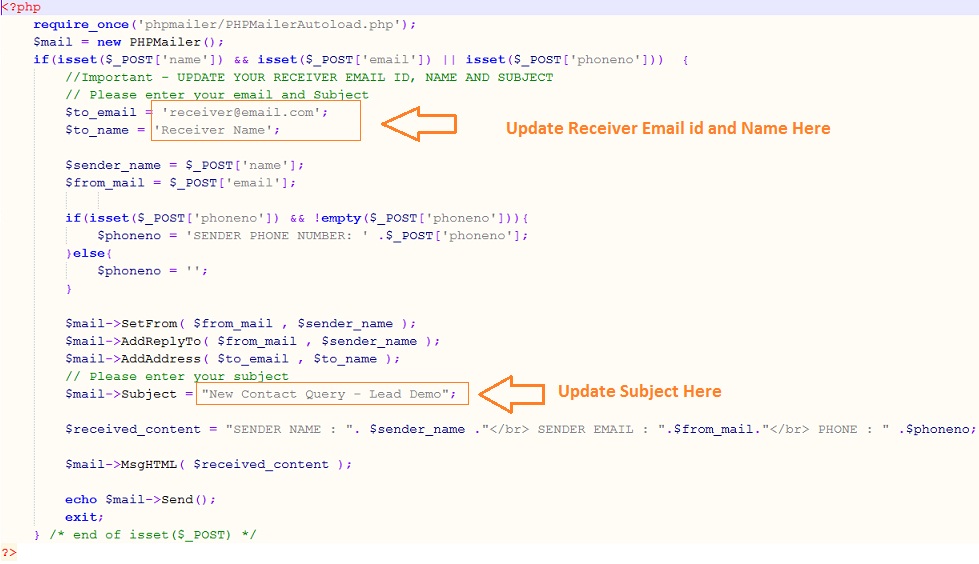 Workign PHP Contact Form